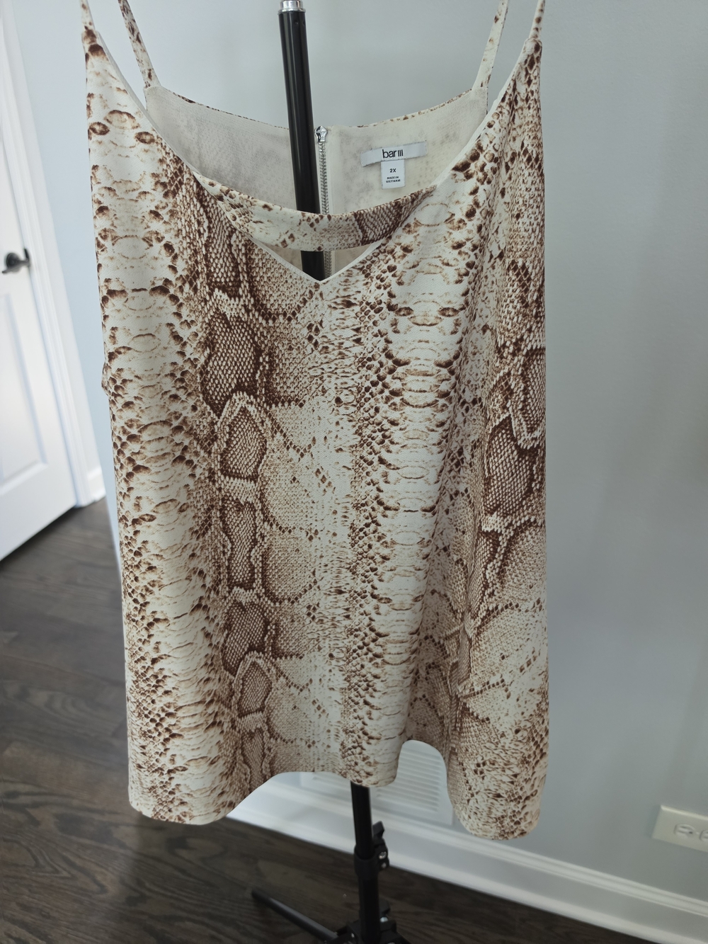 Bar III Beige and Brown Snake-Print Camisole